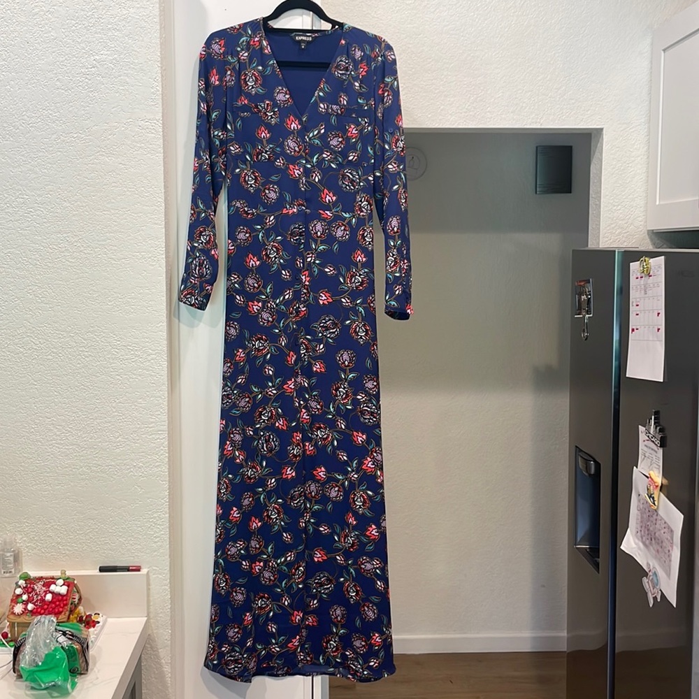 Express Navy floral maxi dress
